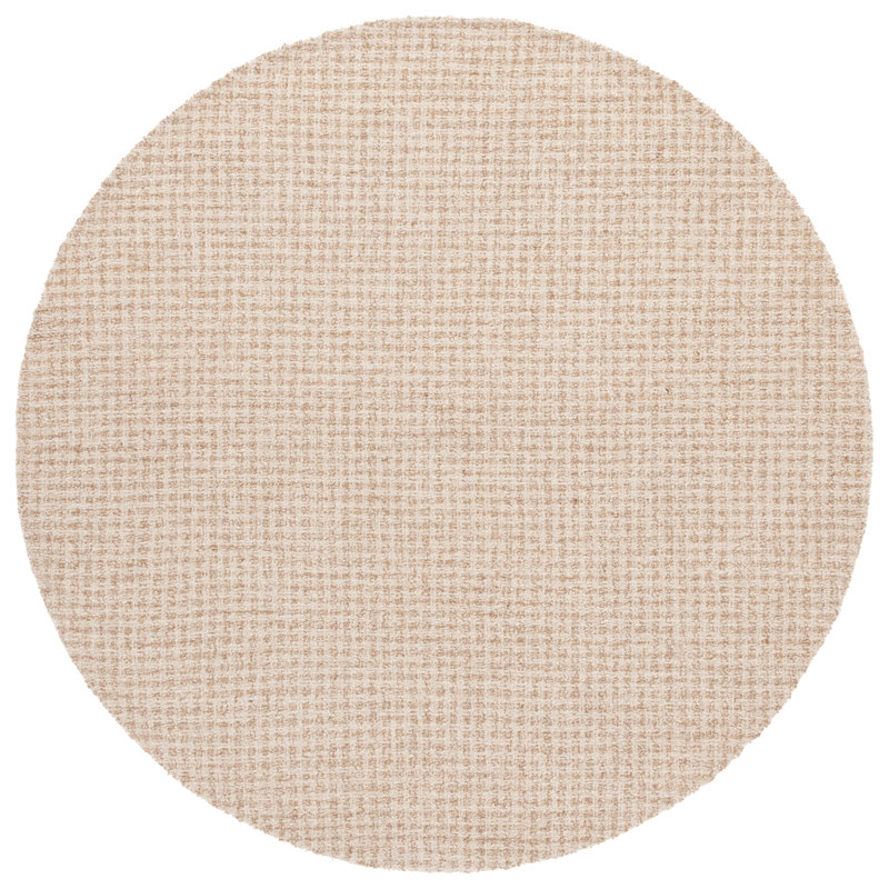 Tapis de couleur unie en coton et jute touffeté à la main Alletha, Rond 6 pi