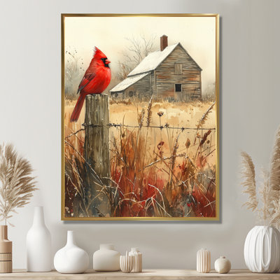 Laguerre Cardinal Bird par The Farmhouse I - Art mural grand oiseau