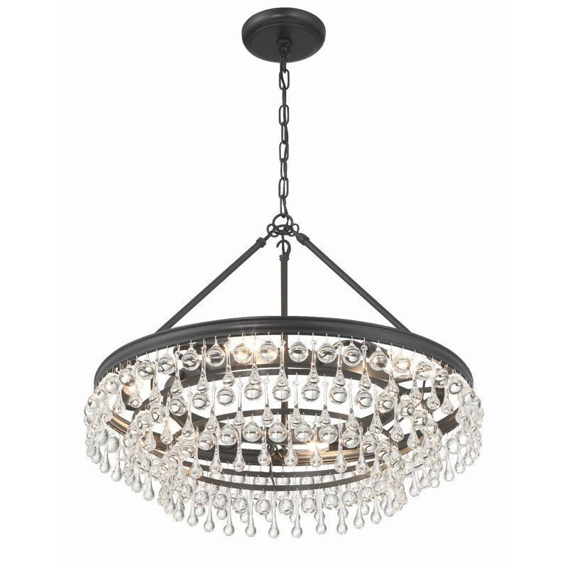 Eulah 6 - Light Dimmable Tiered Chandelier, Matte Black,  19.75" H x 25" W x 25" D