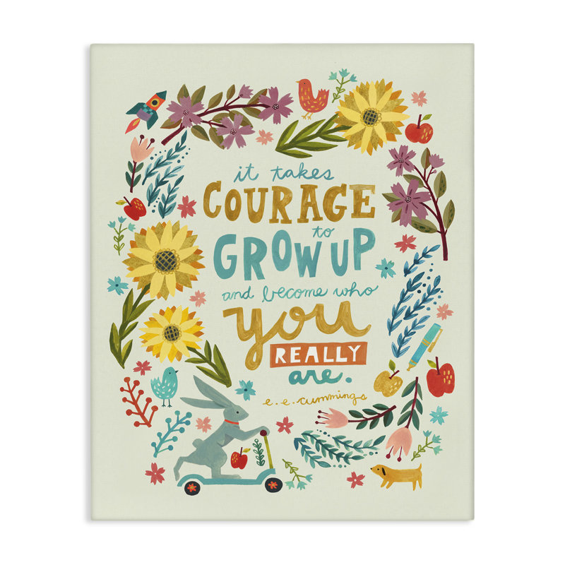 Art mural sur toile «Takes Courage Inspiring Florals» par Irene Chan, H 20 po x l 16 po