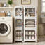 3 Tier Plastic Folding Stackable Storage Cabinet Set with Adjustable Shelves, Magnetic Doors and Wheels, 81QT and 126QT
