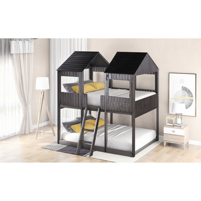 Lit superposé gris antique avec fenêtre - Ajoutez du charme à votre chambre à coucher