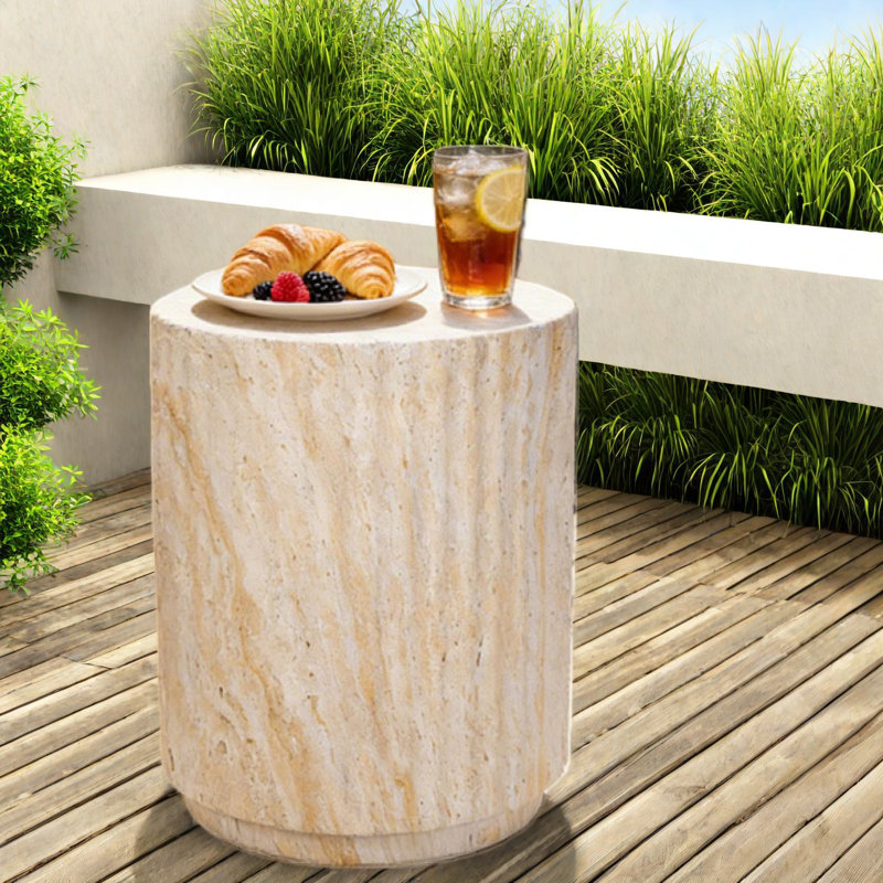 Tables de patio légères, accent de vague moderne de cylindre de Mgo pour le jardin