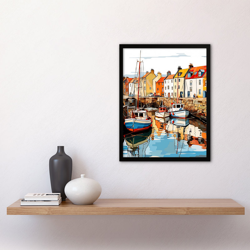 Scotland Fishing Harbour Boats Anstruther Harbour Fife 1965 1 Piece Single Picture Frame Wall Art