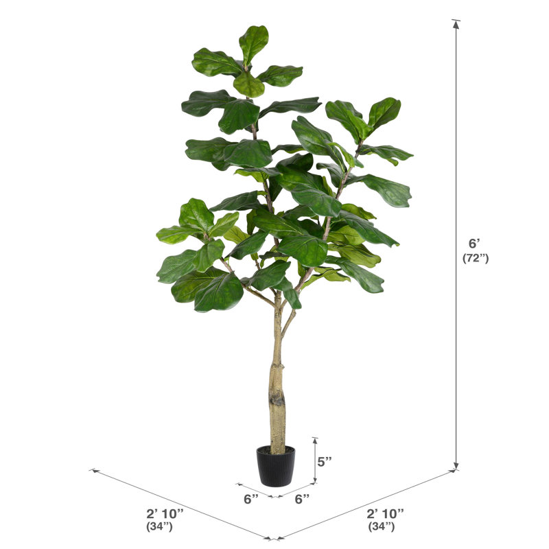 6-Foot Green Plastic Potted Fig Floor Plant