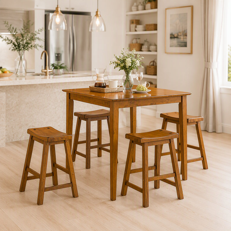 Ensemble de 2 tabourets à hauteur de bar décontractés en bois de chêne à finition décontractée en bois de chêne décontracté