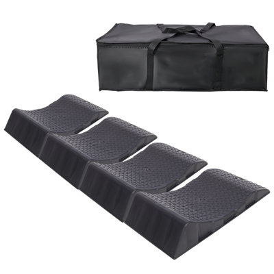 4pack Tire Saver Ramps – Car Tire Wheel Ramps With Anti-slip Hard Plastic Design, Modular Interlocking, Carry Bag (22.8”x11.8”, Black) For Car/suv/truck/rv/camper/trailer Long-term Storage
