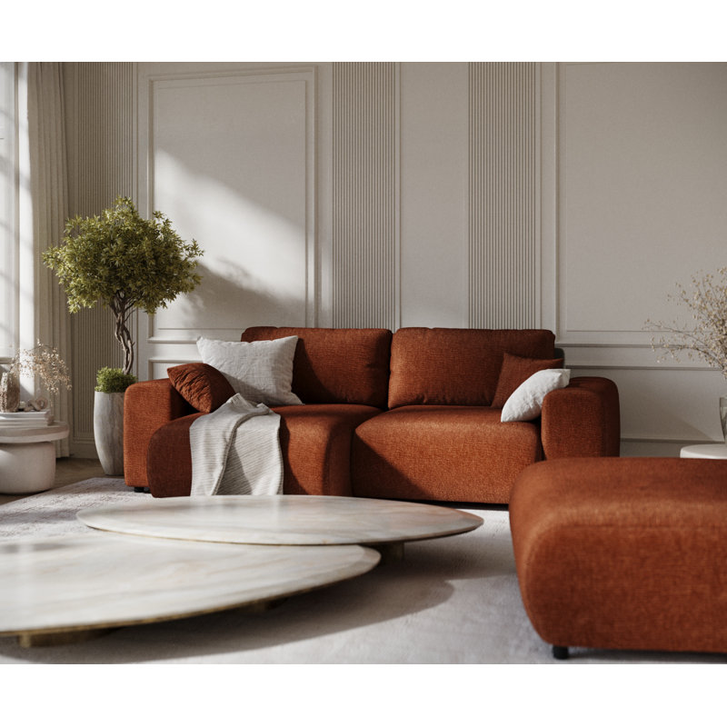 Corner Sofa with square arms, Copper Chenille