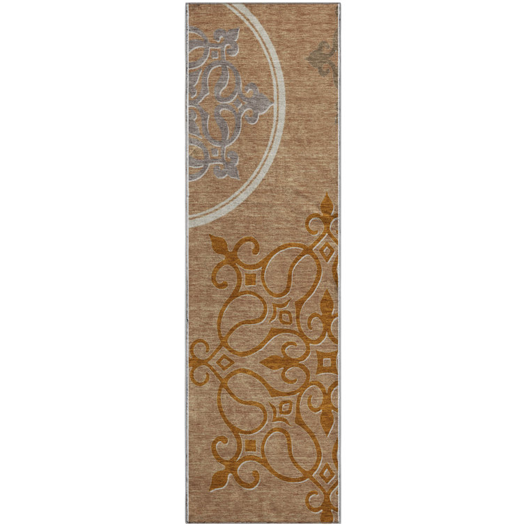 Premium Machine Washable Prisco Terracotta Rug