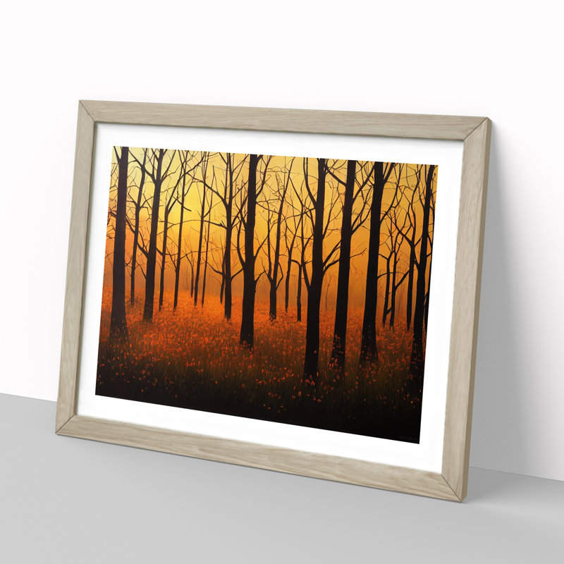 Striking Forest Sunset Vol.1 - Framed Print, 46cm H x 64cm W x 2cm D, Oak