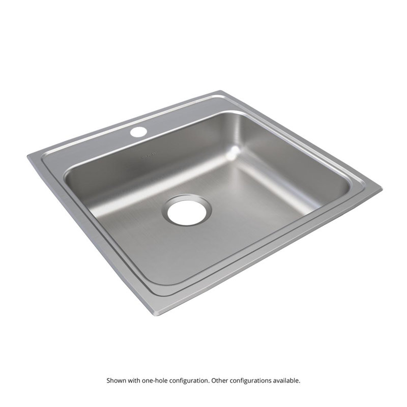 Évier de cuisine à montage sur plan L 22 po x l 22 po Lustertone, 6,38 po, 1 trou