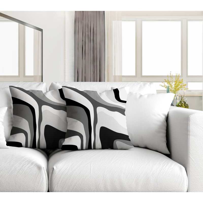 Coussin décoratif carré intérieur / extérieur Clickett, L 15 po x H 15 po, Noir