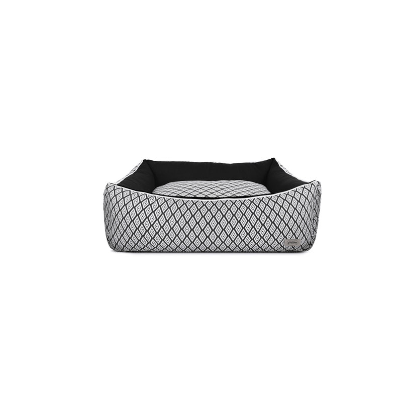 Mia Geometric Pet Bed, Black/White, Small (70" W x 55" D x 22" H)