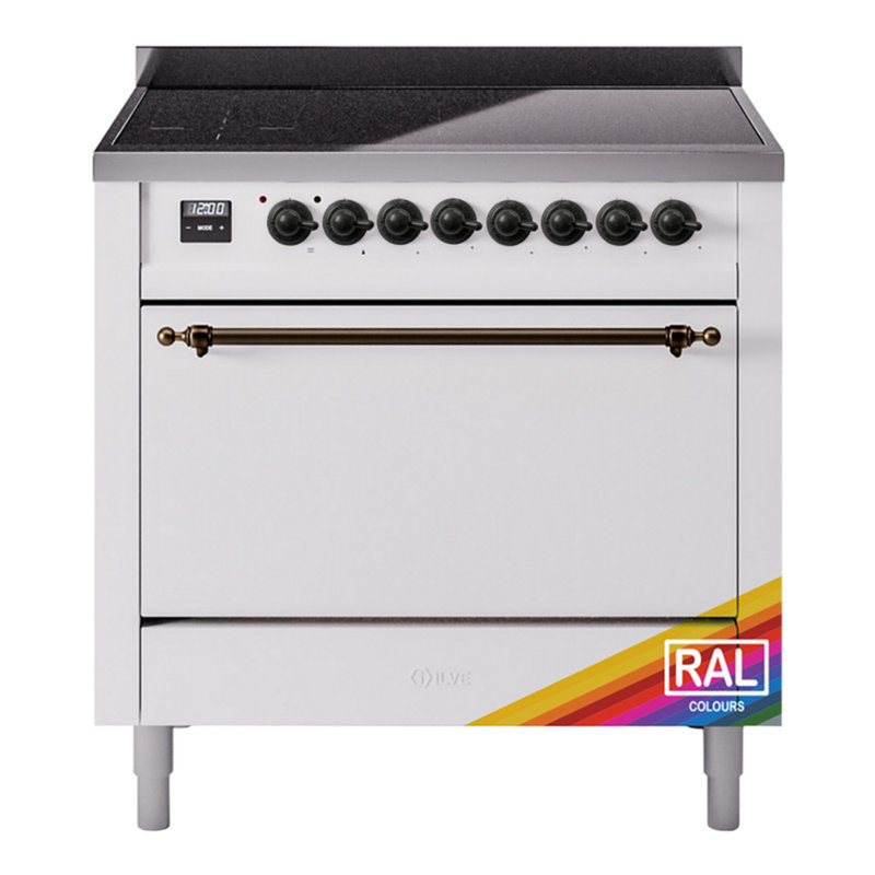ILVE Nostalgie II Series 36 inch Induction Range with 6 Induction Elements (Glass Door), RAL/Bronze