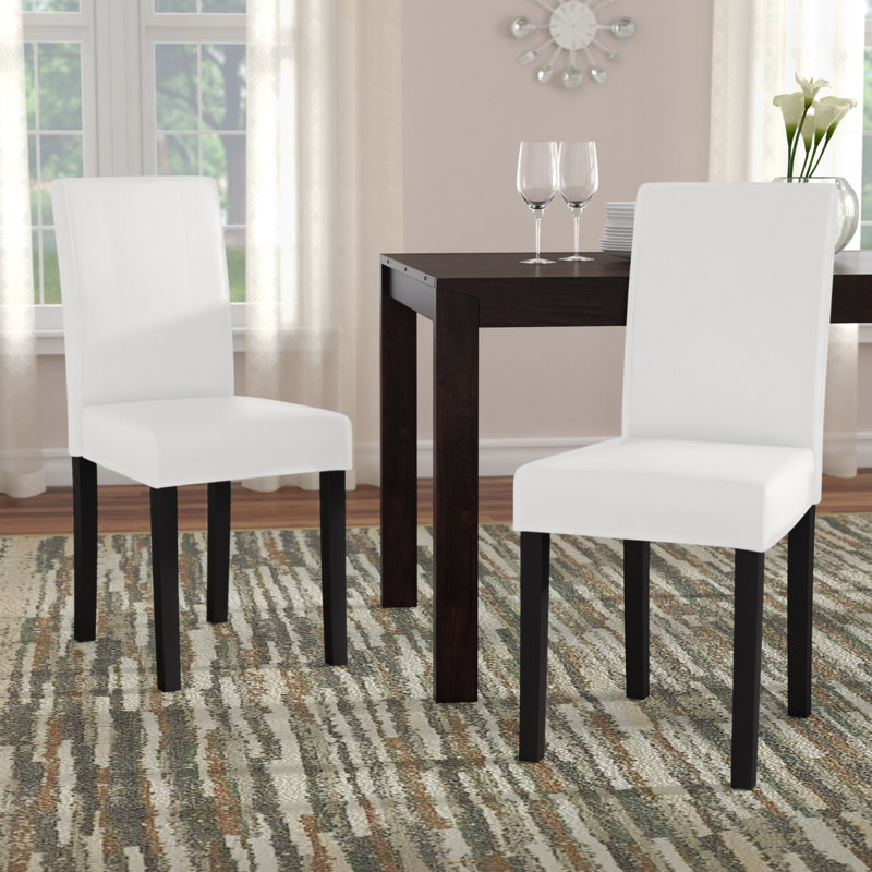 Stylish And Comfortable Leatherette Padded Parson Chair Set For Modern Living Spaces, White