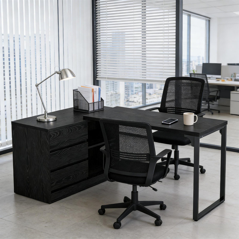 Bureau de coin réversible (sans tabourets)