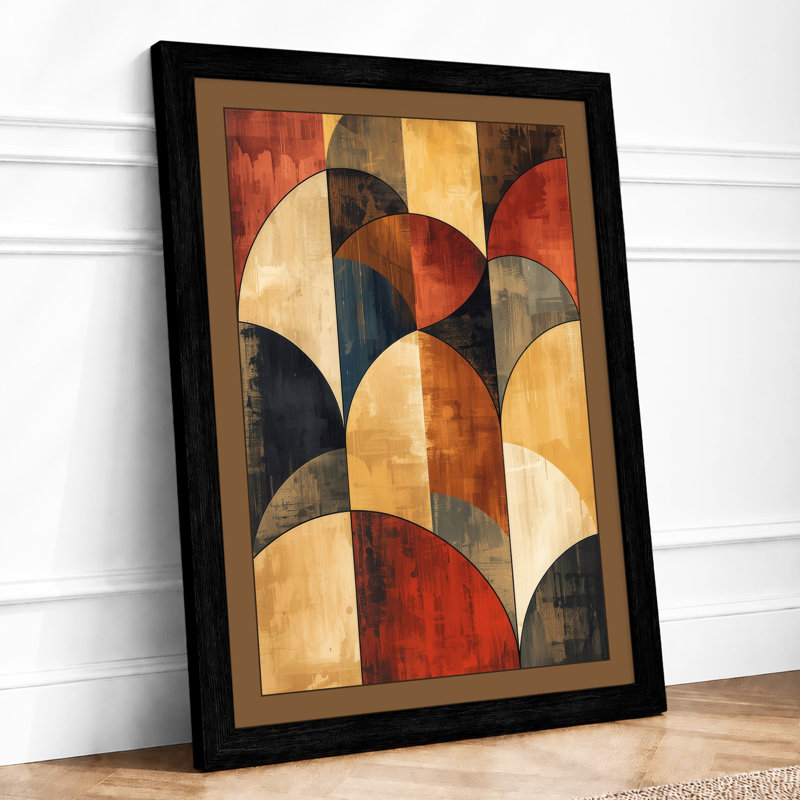 Earth Geometry Mid-Century - Framed Print, A2 - 59.4 x 42.0 cm, Black
