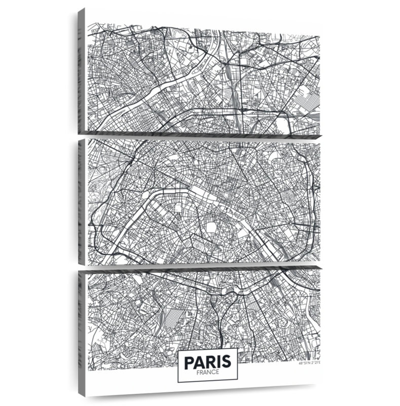 Aliaz Paris Grid Map, 45" H x 28" W