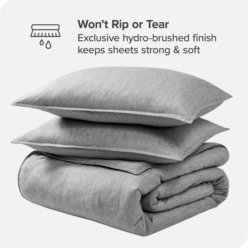 Bare Home Heathered Comforter Set - Ultra-Soft - Goose Down Alternative - All Season Warmth, Heather Charcoal