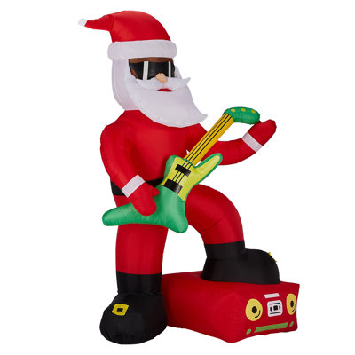 7.5FT Lighted Santa Playing Electric Guitar Christmas Inflatable Decoration