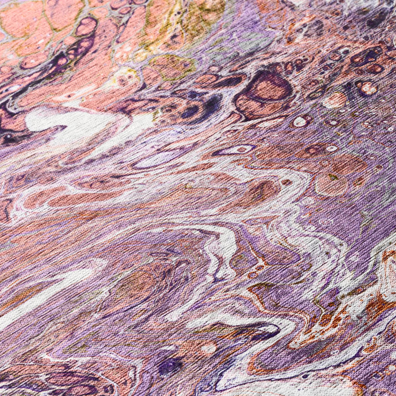 Tapis rose / mauve à motif abstrait tissé à la machine, Rectangle 10 pi x 14 pi