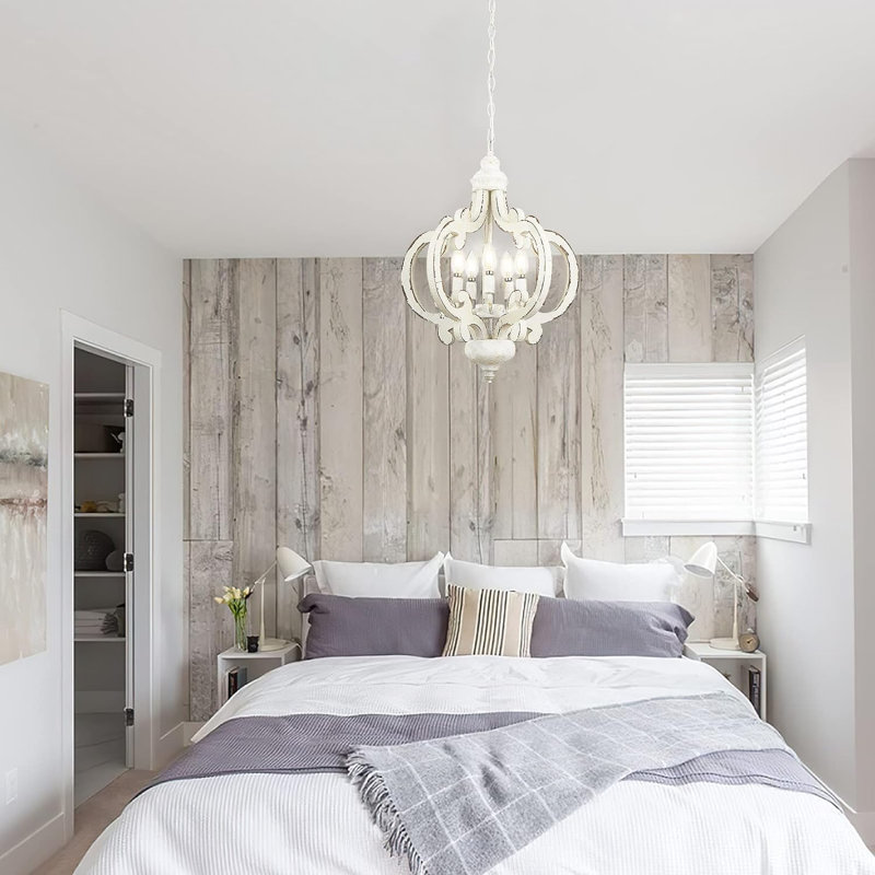 Lustre empire en bois 5 lumières Vallauris