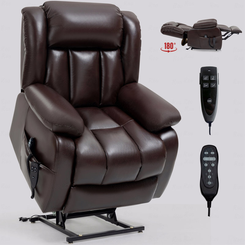 Fauteuil inclinable à deux moteurs avec position infinie électrique de taille moyenne brun avec fonction de levage électrique avec vibration à 8 points avec fonction de massage
