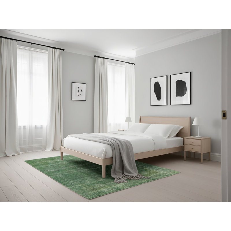 Tapis vert de style oriental, Rectangle 5 pi x 7 pi
