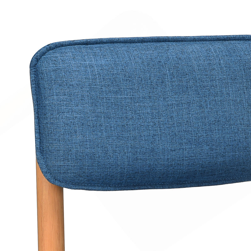 Modern Wooden Blended Linen Blue Dining Chair, Blue