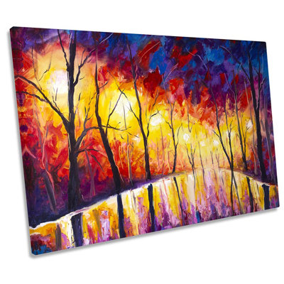 Park Trees Night Autumn - Wrapped Canvas Print
