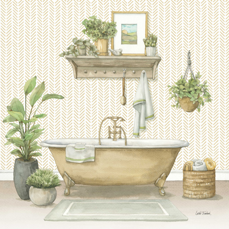 Serene Bath II - peinture sur toile tendue, H 20 po x l 20 po