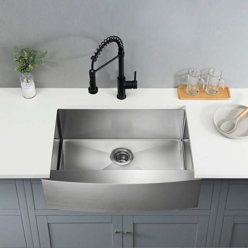 KIBI 22'' W Single Bowl Stainless Steel Farmhouse Kitchen Sink 0