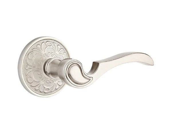 Mortaise intérieure Emtek Passage avec rosette Lancaster et levier Coventry, Oui, Nickel satiné