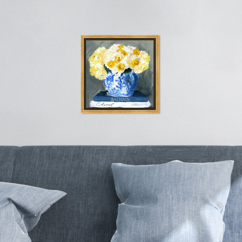 " Fashion Fresh Floral And Botanical Art ", 24" H x 24" W, Gold Framed