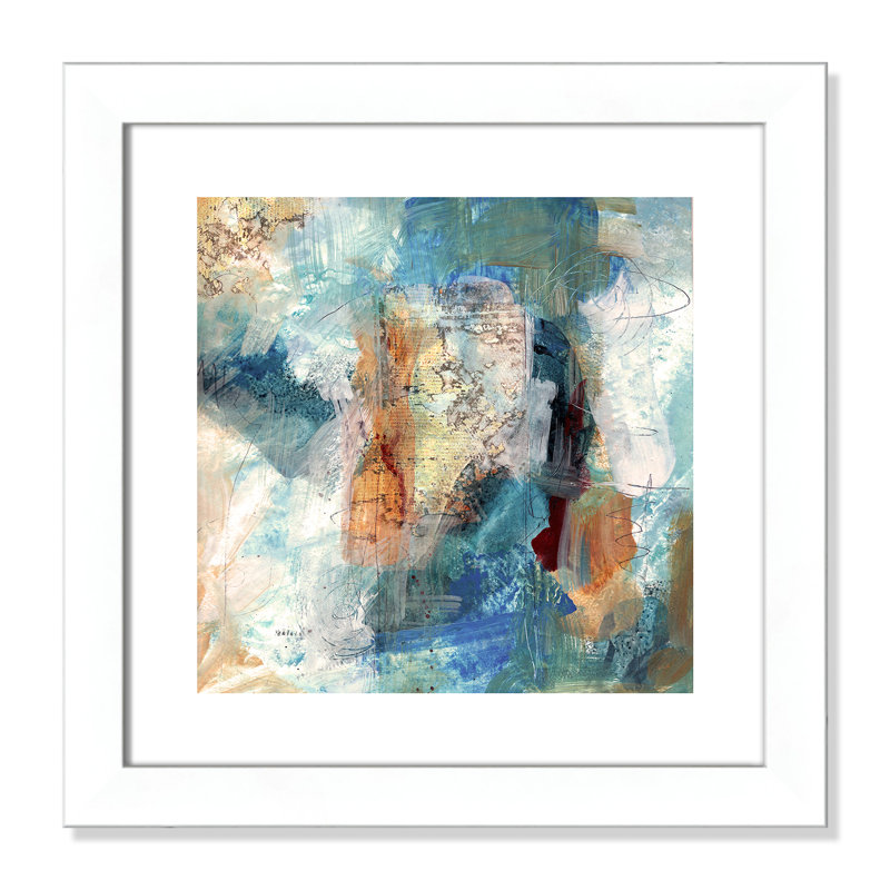 Painterly Elements II - peinture encadrée, Cadre blanc, H 18,5 po x l 18,5 po x P 1,25 po