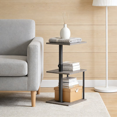 360-Degree Swivel C-Shaped End Table With Adjustable Height And 3-Tier Open Storage, Multifunctional Side Table For Living Room, Bedroom, And Small Spaces