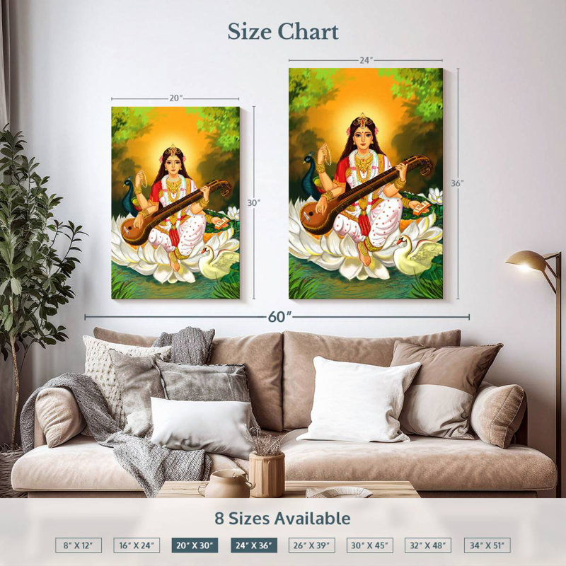 Adella Saraswati jouant de la musique, H 36 po x l 24 po