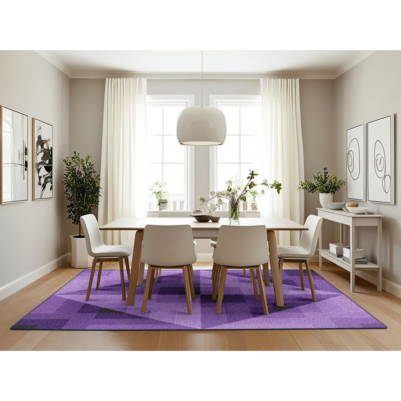 Tapis mauve à motifs/bleu marine Holte, Rectangle 7 pi x 10 pi