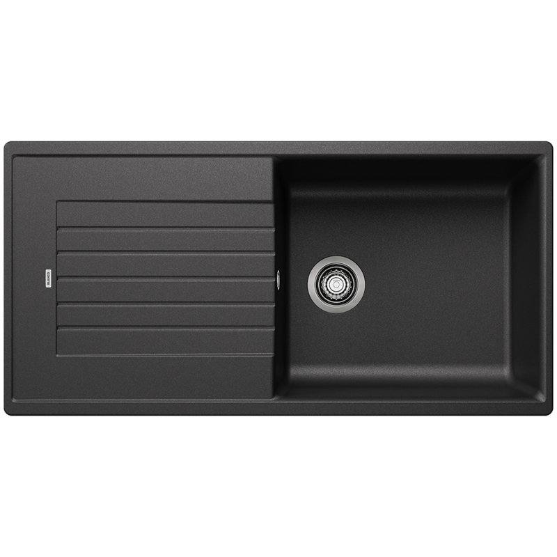 Zia Single Bowl Inset Kitchen Sink, Anthracite, 202mm H x 500mm W x 1000mm L