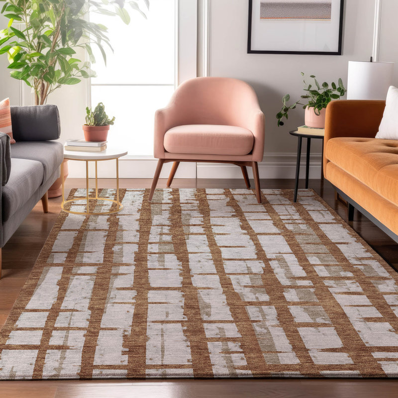 Tapis paprika de qualité supérieure lavable à la machine Prisco, Rectangle 5 pi x 7 pi 6 po