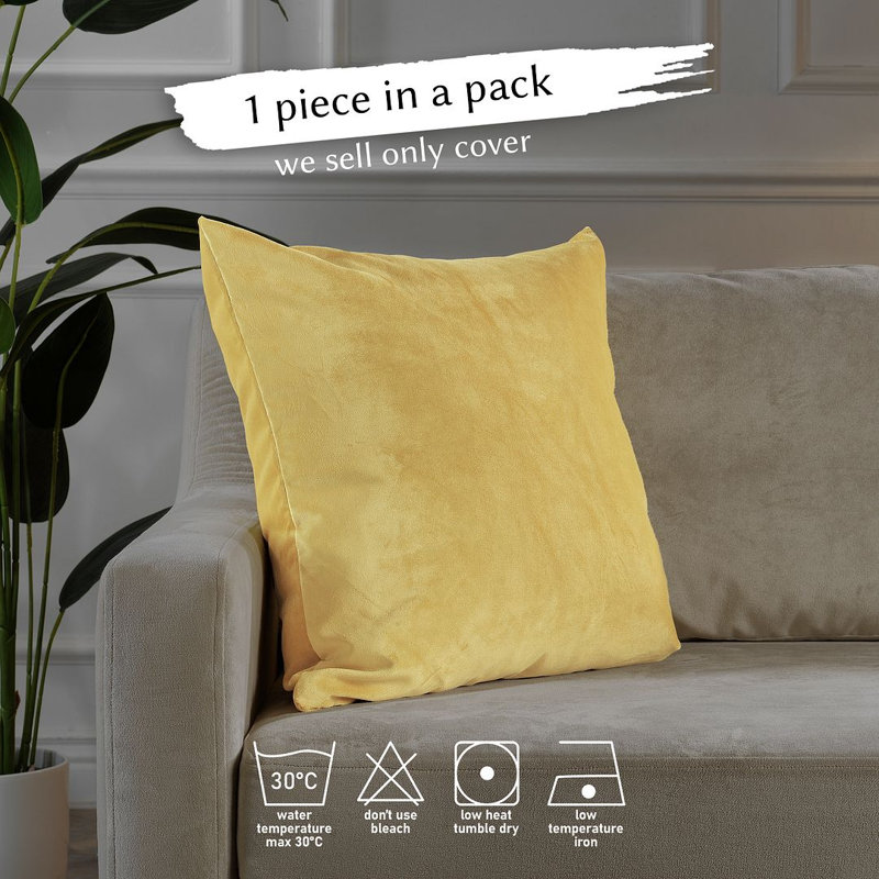 Housse de coussin en velours mat 1pc, Carré 20 po, Citron