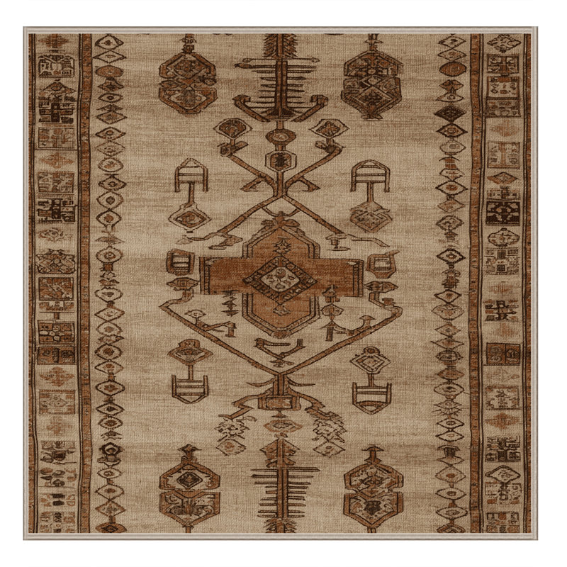 Tapis turc beige lavable à la machine, Carré 5 pi