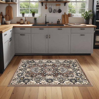 Tapis ou tapis de couloir à motif floral traditionnel lille