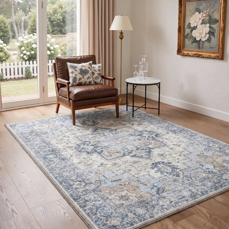 Tapis oriental performance Roehit, Bleu, Rectangulaire 3 pi x 5 pi