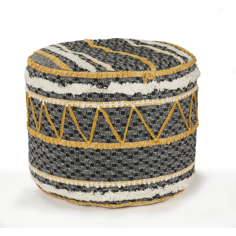 18" Black 100% Cotton Ottoman