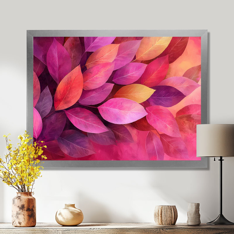 Jacquitta magenta feuilles Blosoom I - feuilles grand art mural, Reproduction encadrée d'une seule photo, Argent argent