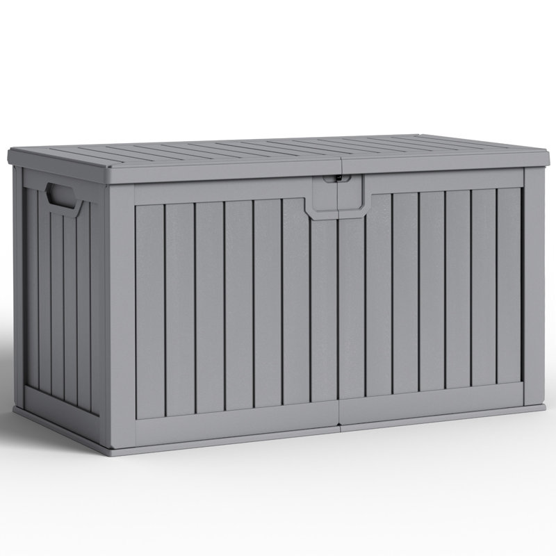 230 Gallons Water Resistant Resin Lockable Deck Box, Gray
