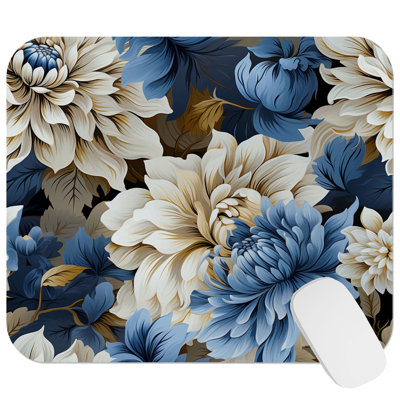 Floral Blue Peonies Flowers XI Gaming Cute Office Laptop Desk Pad Gift Mat Square Rectangle Non-Slip Mousepad