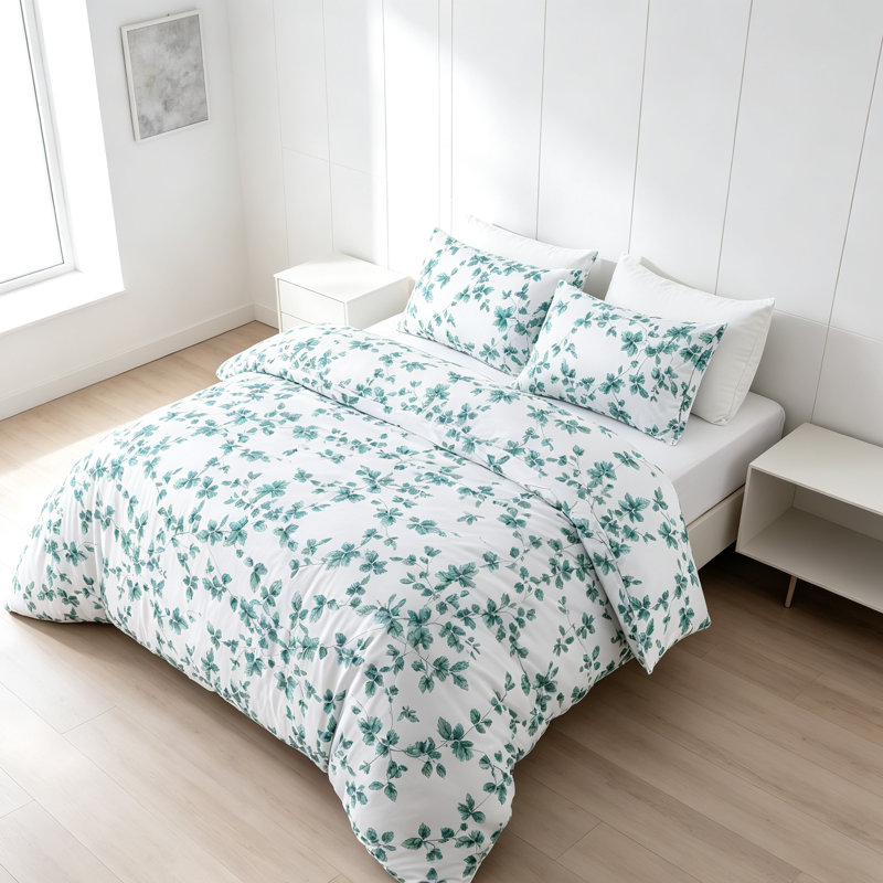 Fresh Mint Leaf Microfiber Duvet Cover Set - Soft & Stylish Bedding
