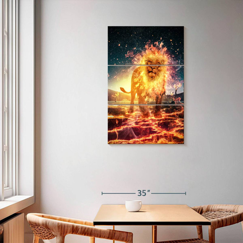 Lion flamboyant Brampt, H 57 po x l 36 po